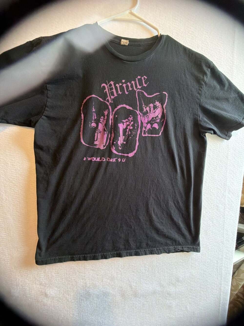 Prince I Would Die 4 U T-Shirt, Black with Pink Graphic, Size XL